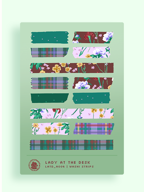 Lady at the Desk 4 x 6 Functional Washi Strips A004