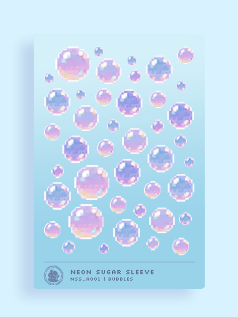 Neon Sugar Sleeve | Bubbles A001 | 4 x 6 Functional Sticker Sheet