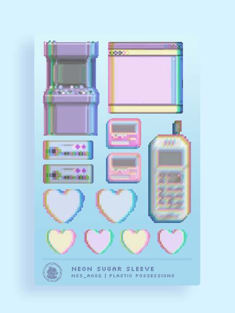 Neon Sugar Sleeve | Plastic Possessions A002 | 4 x 6 Functional Sticker Sheet