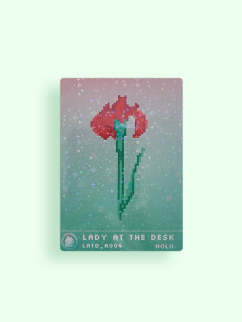 Lady at the Desk Stickards™ A004 HOLO