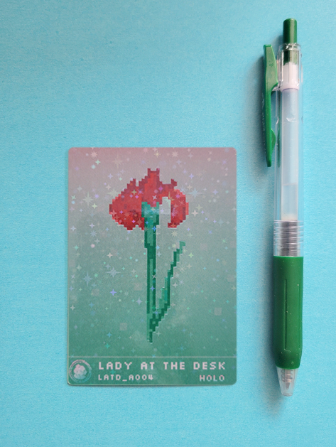 Lady at the Desk Stickards™ A004 HOLO